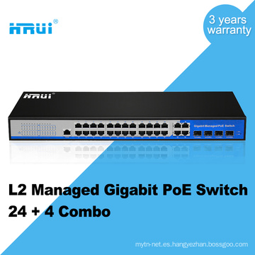 Switch de ethernet POE gigabit Realtek de 24 puertos en distribuidores de telecomunicaciones